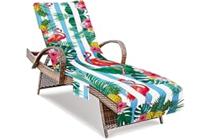 HEIFAM Lounge Chair Towel Cover, Pineapple Pool Beach Chair Covers with Pockets, Sun Lounger Covers for Outdoor Sunbathing Trips, 85 X30 in