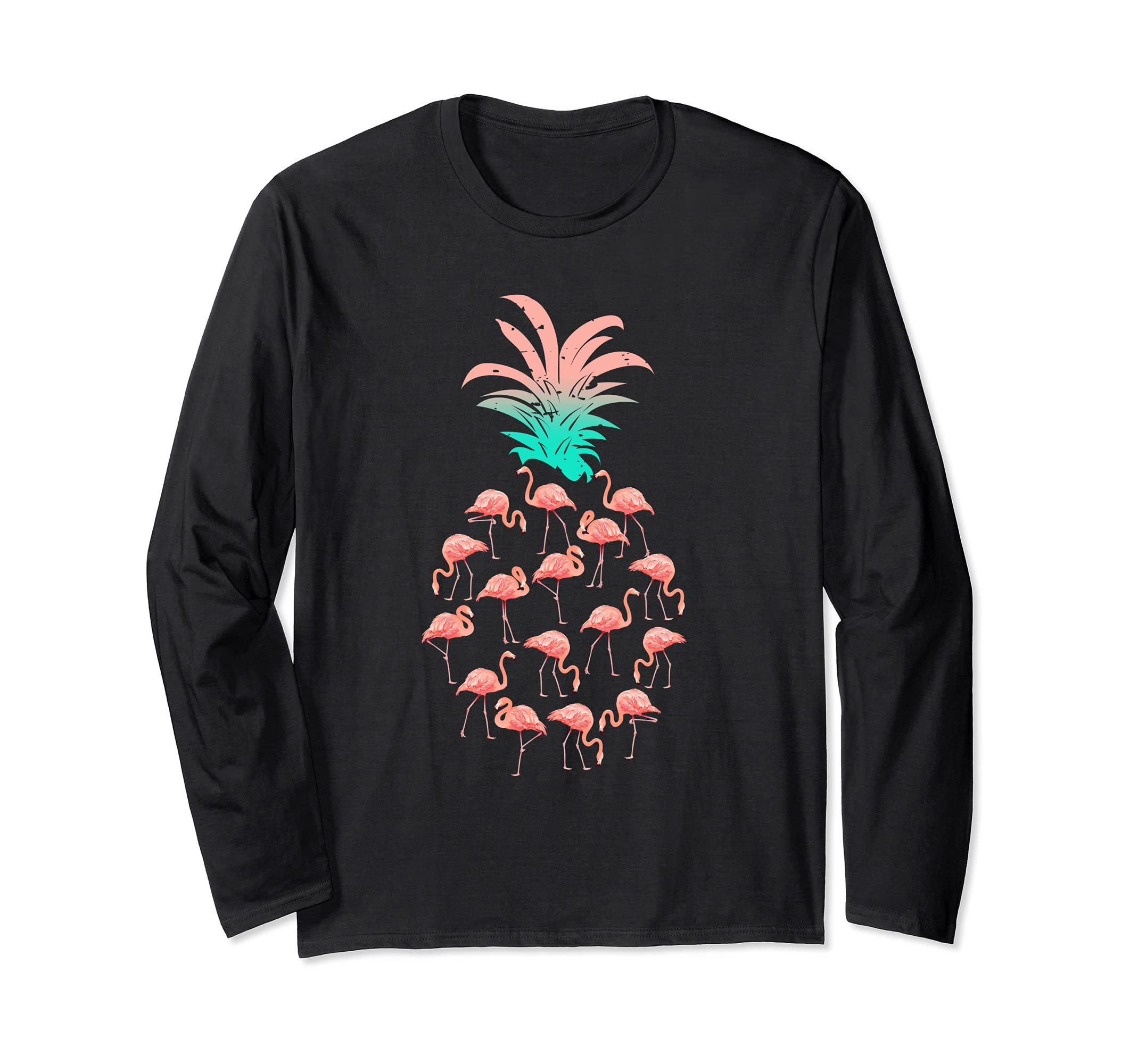 Flamingo pineapple fruit tropical bird tropical animal Long Sleeve T-Shirt