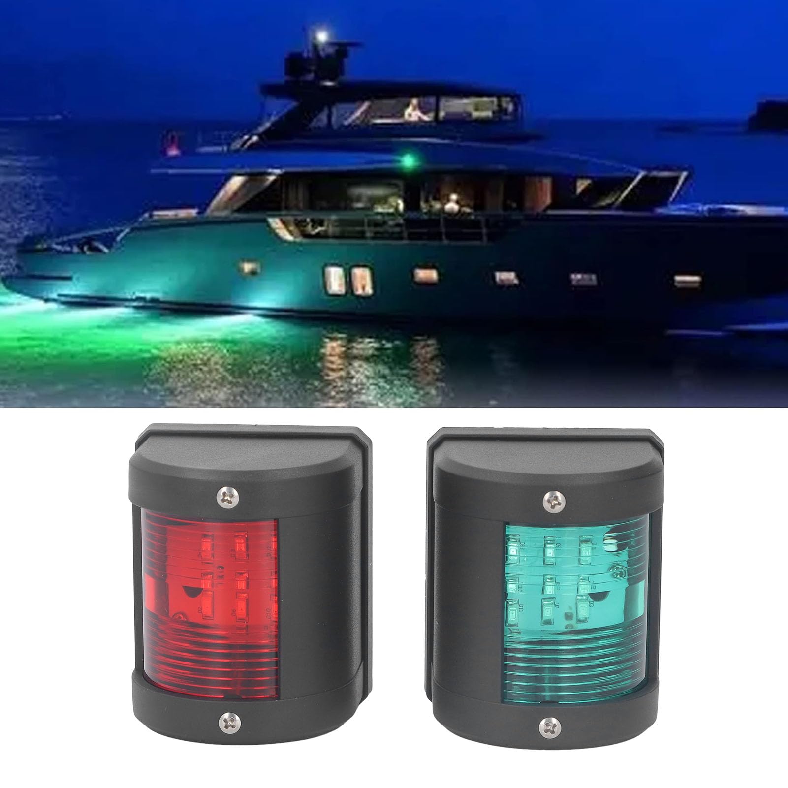 Navigation Lights, 2PCS Led Stern Lights, IP54 Marine Strip Lights for Boat Lights Bow and Stern Light PC Starboard Green Port Red 112.5° Beam Angle, Boat Light 12V 24VDC