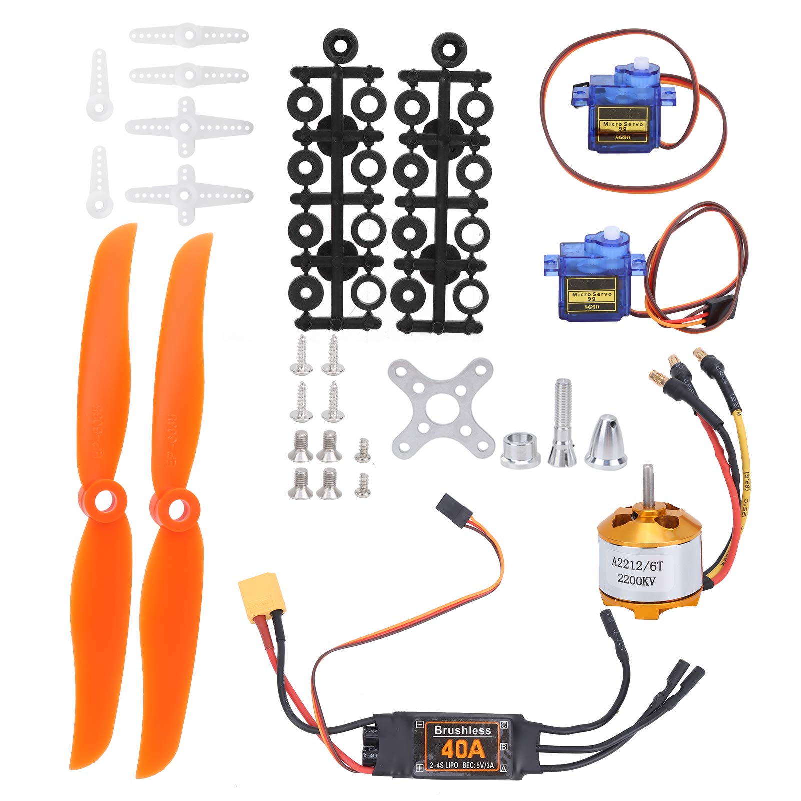 Photo 1 of RC Plane Motor Kit, SG90 Servo 2212 KV2200 Brushless Motor 6035 Propeller RC Remote Control Aircraft 40A XT60T ESC Combo Kit Complete Motors for RC Plane Helicopter