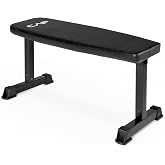 CAP Barbell Flat Weight Bench, Black (FM-703B) | 500lb Capacity, Box-Stitched Padding, Steel Frame, Powder-Coat Finish, Compact Flat Design, Home Gym Training