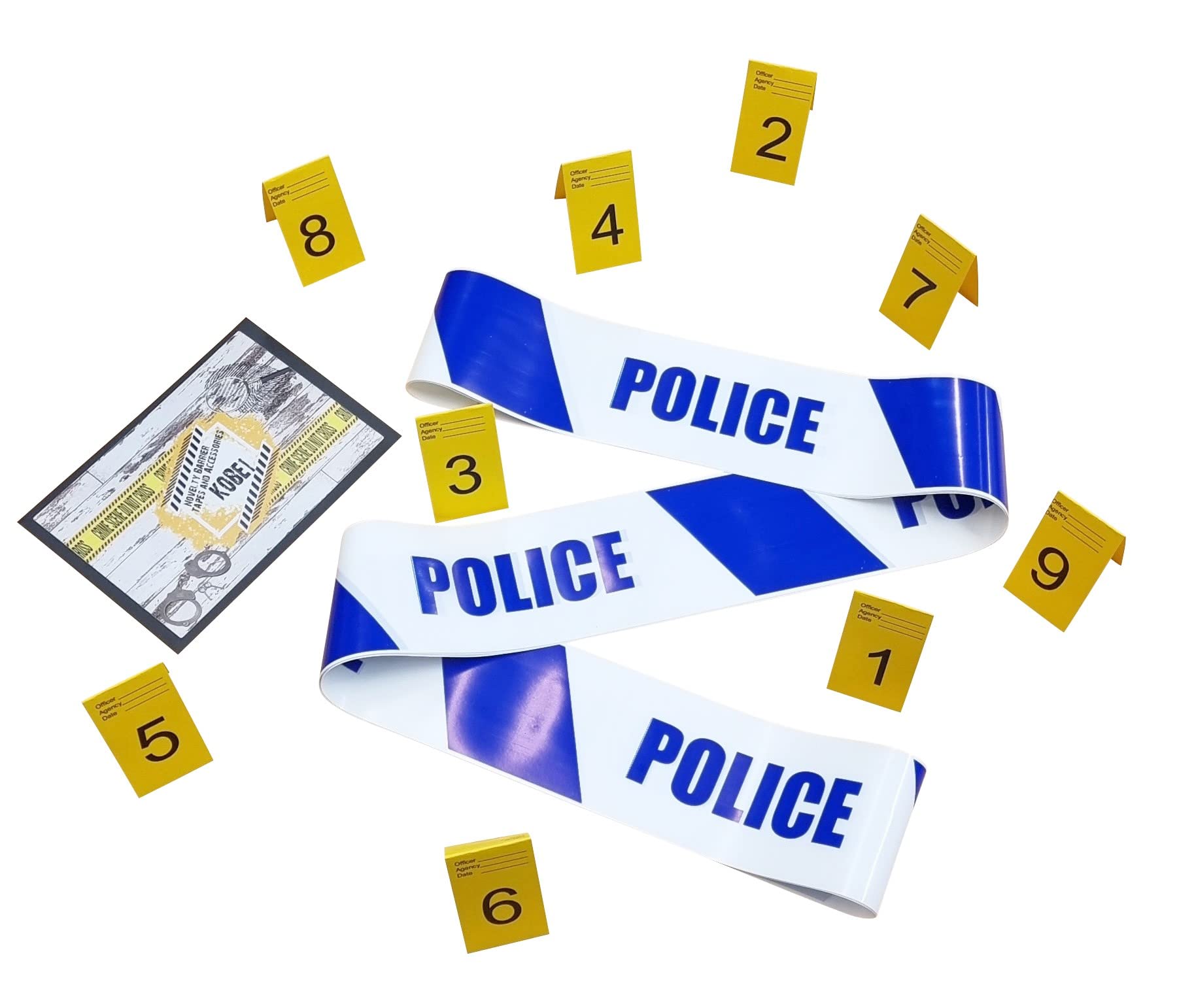 Kobe1 Police Barrier Tape (6m) and Photo Evidence Markers,Frames.Cards 1-10 (7cm x 4cm).