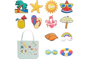 Yonuni 12pcs Charms for Bogg Bag, PVC Beach Charms for Simply Southern Totes, Insert Decorative for Handbag Beach Tote