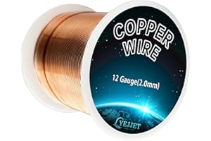 12 Gauge Copper Wire for Jewelry Making, 1 Pound 53 Ft for Art Crafts Design, Electroculture, Soft Copper Wire 99.9% Pure
