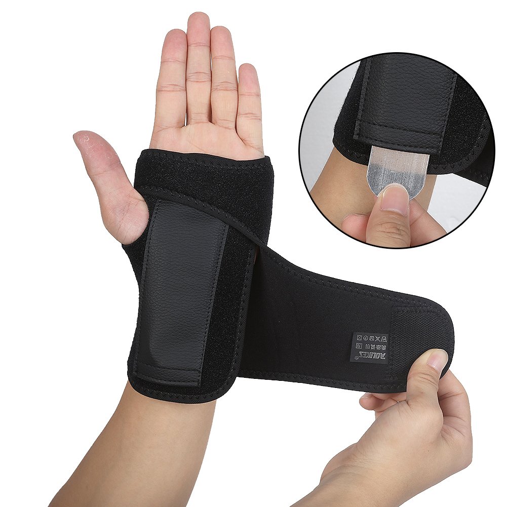 DOB AOLIKES Carpal Tunnel Wrist Brace with Removable Splint and Adjustable Support Wrap (Left)