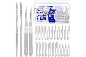 Keadic 64Pcs Scalpel Blade Handle with #10#11#12#13#14#15 Scalpels Surgical Sterile Blades, High Carbon Steel Laboratory Blade-Lab Knives for Practicing Cutting, Sculpting, Callus Removal