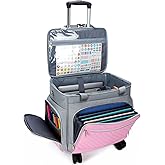 Amythe 2025 Rolling Teacher Tote Bag with Accordion File Organizer