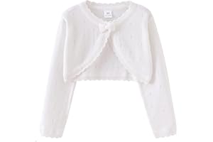Happy Cherry Toddler Baby Girl Long Sleeve Bolero Shrug Cotton Knitted Open Front Cardigan with Bowknot 1-9 Years
