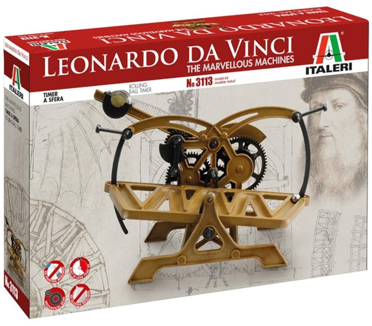 ITALERI 3113 Model Plastic to Assemble, Leonardo da Vinci Rolling Ball Timer/Ball Timer, Model Kit