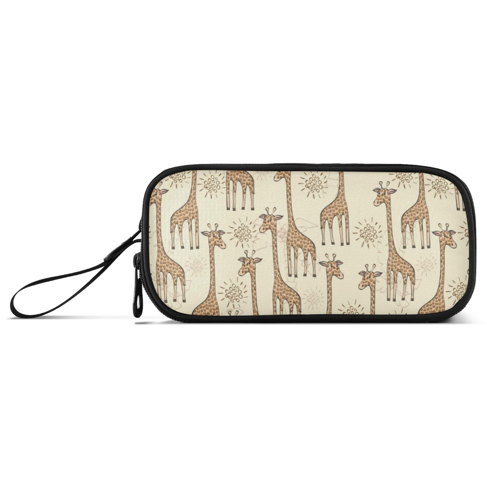 Large Pencil Case, Big Capacity Pencil Bag Pen Pouch Holder 3 Compartments, Animal Cute Giraffe School Office Supplies Stationery Makeup Bag Storage Organizer for Students Girls Boys Women Men
