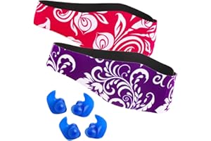 Qshare Swimming Headband & Silicone Earplugs – Best Design Ear Band to Protect Swimmer's Ears, Doctor Recommended to Keep Water Out and Earplugs in, 2 Sizes for Toddlers & Adults…