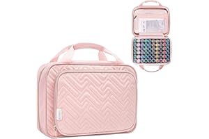 Leudes Diamond Painting Storage Containers, 60 Slots Bead Storage Box for Diamond Art Kits Accessories Organizer Case(Only Bottles and Bag) (Pink-1(60 Jars))