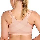 HSIA Posture Bras for Women - Front Closure Bra for Women No Underwire Back Support Plus Size Full Coverage Bra Toast
