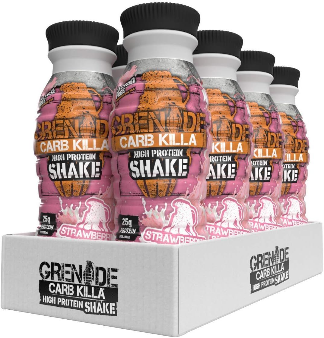 Grenade High Protein Shake, 8 x 330 ml - Strawberries and Cream (Packaging May Vary), 330 ml (Pack of 8)