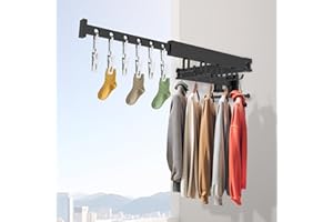 Fekivasy Clothes Drying Rack,Laundry Rack,Collapsible Folding Retractable,44 Hanging Positions with 6 Clips,Small Space Solutions,Space Saver for Laundry Room,Bathroom,Balcony,Black