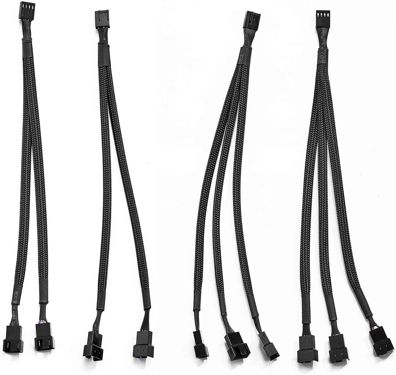 Litorange 4 Pack 4 Pin PWM Fan Splitter Cable , 2 Pieces 1 to 2 Converter + 2 Pieces 1 to 3 Converter for Computer PC Fan Power Cable
