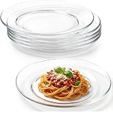 PUREZON Glass Dessert Plates, 6 Pack, Clear, 7.35 Inch | Glass Plates, Salad Appetizer Dinner Serving, Dishwasher Safe