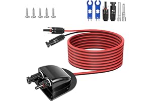 Solar Cable Entry Gland with 10Ft 10AWG Solar Extension Cable, MC4 Entry Connectors Solar Junction Box Fit for RV, Boat, Camp