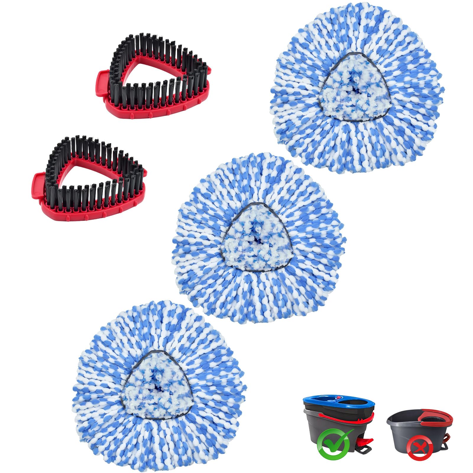 Photo 1 of Mop Heads Replacements for Ocedar, 3 Pack Mop Replace Head for Ocedar RinseClean 2-Tank System, Spin Mop Replacement Head with 2 Scrubber Mop Head, Microfiber Mop Refills Deep Cleaning