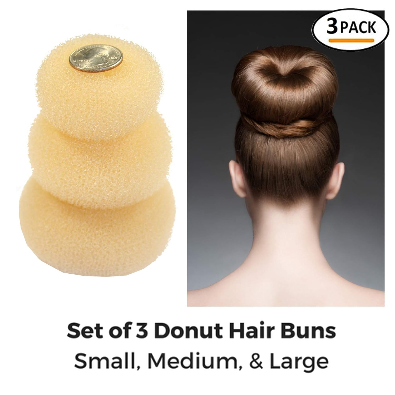 Amazon Com Styla Hair 3 Piece Donut Hair Bun Maker 1 Small 1