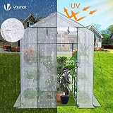 VOUNOT Walk In Greenhouse with Shelves 143x143x195cm White view 4