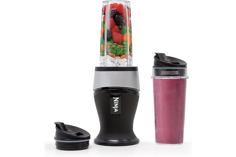 Ninja Fit Compact Personal Blender, Portable Blender for-Smoothies, Shakes, Food Prep, and Frozen Blending, 700-Watt Base, (2 Book