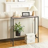 HOOBRO Slim Console Table Hallway Metal Frame Greige Black 75x24x75 cm view 6