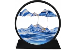 Twohua Sand Art Liquid Motion Moving 3D Color Quicksand Decor Flow Sand Painting Hourglass Decor Sandscape Desk Toys Desktop Stress Relievers Gift Office Desk Accessories Cool Gadgets for Men 7",Blue