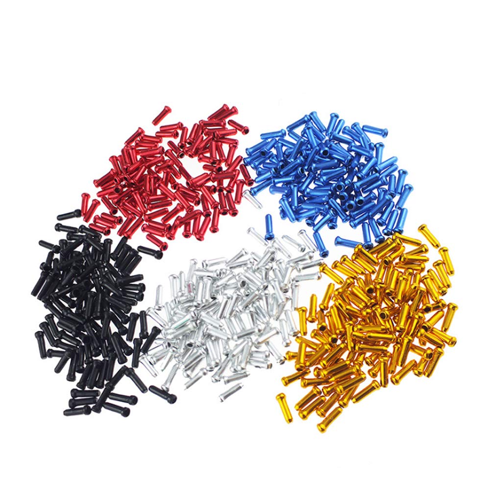 ANCLLO 100 pcs 5 Colors Alloy Road Mountain Bike Brake Cable Cap End Tips Crimp