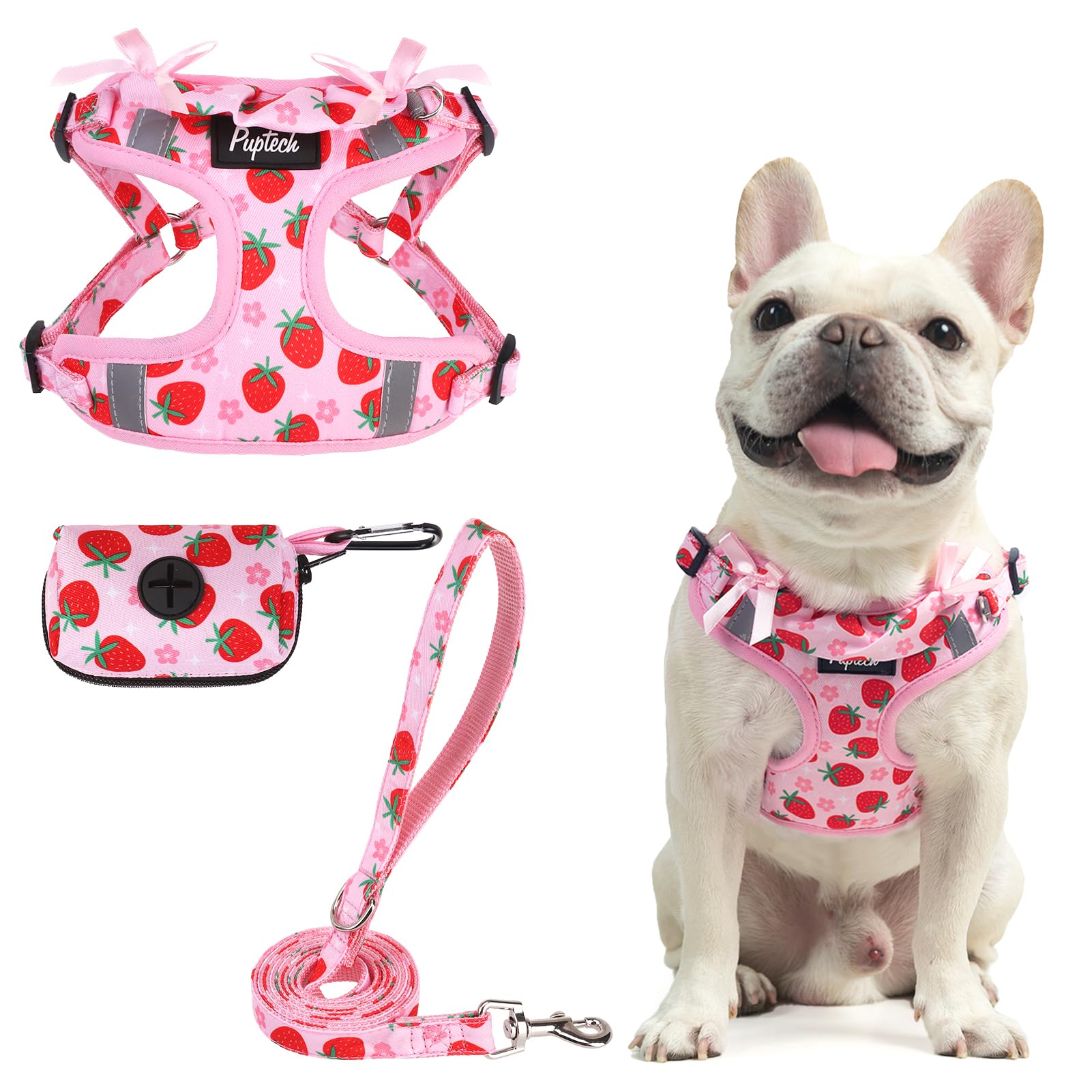 Photo 1 of PUPTECK Dog Harness and Leash Set Medium Sized, Step in No Pull Adjustable Puppy Cat Harness Reflective Pet Vest