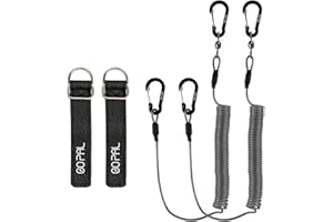 Go Pal PS1 Heavy Duty Kayak Paddle Leash, Retractable Fishing Rod Tether with 5.9" Belt, Paddle Board Accessories, Pole Straps, Fishing Lanyard Stretches to 79", 2 Pack