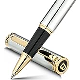 BEILUNER Luxury Rollerball Pen, Stunning Silver Chrome with 24K Gold Finish,Noble and Elegant Designs,Schneider Ink Refill, Best Gift Pen for Men & Women, Professional, Executive Office, Fancy Pens
