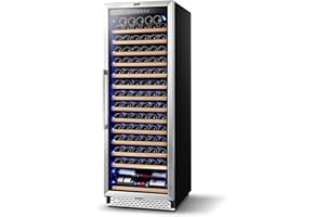 COLZER 24 Inch Wine Cooler Refrigerators,154 Bottle Fast Cooling Low Noise No Fog Wine Fridge with Professional Compressor Stainless Steel,Digital Temperature Control Built-in Freestanding