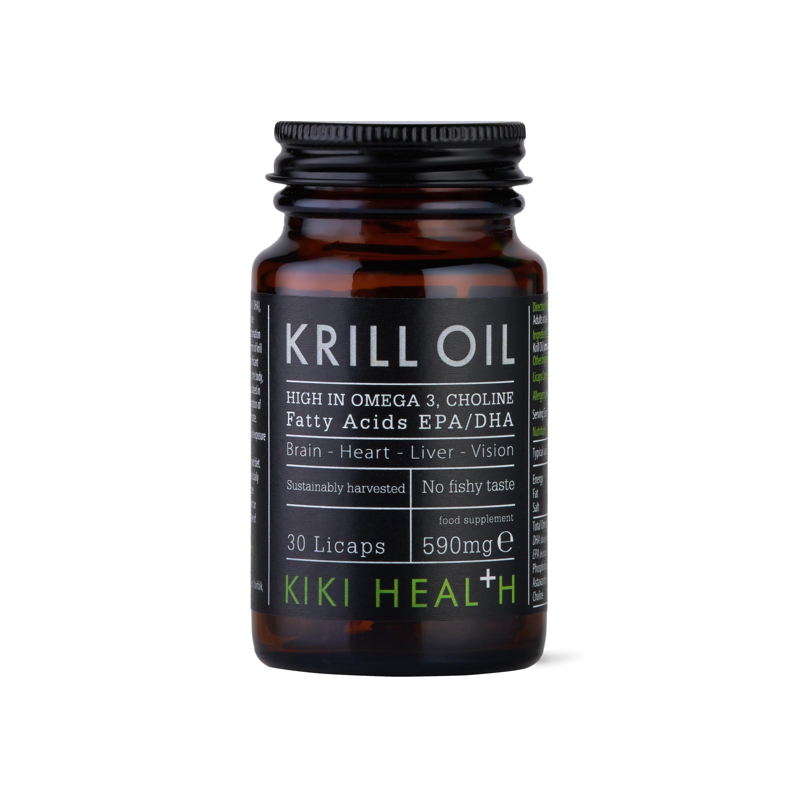 KIKI Health Krill Oil Capsules High Strength 590mg - Naturally Rich in Long-Chain Fatty Acids EPA & DHA, Support Heart, Brain, Liver, & Vision - Omega 3 Fish Oil Alternative, Gluten Free - 30 Capsules