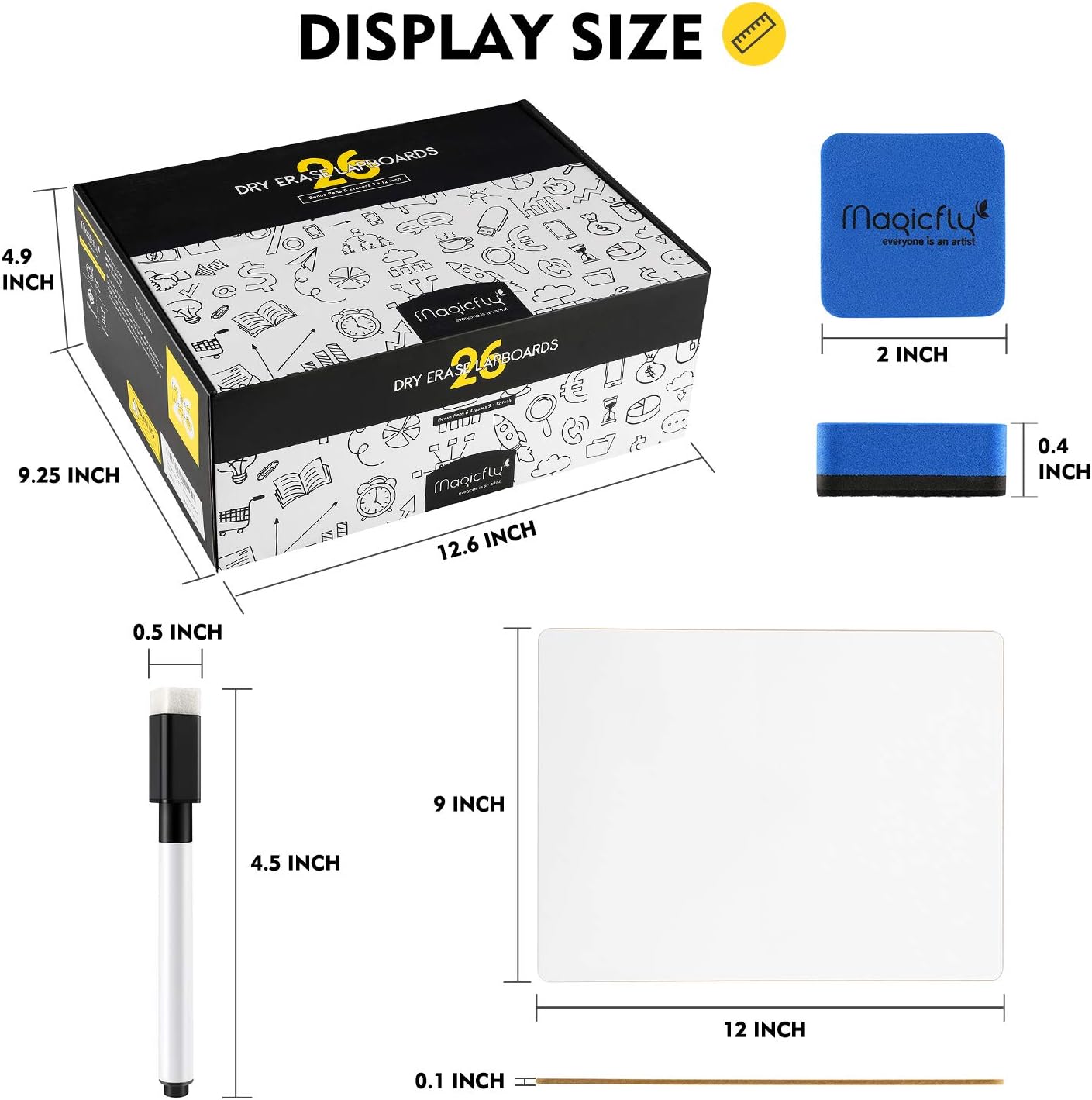 Dry Erase Lap Boards Double-Sided for Classroom, Pack of 26, Magicfly 9 x 12 Inches Small Lap Board Portable Classroom Whiteboard with 32 Pens and 26 Erasers for Students, Kids : Office Products