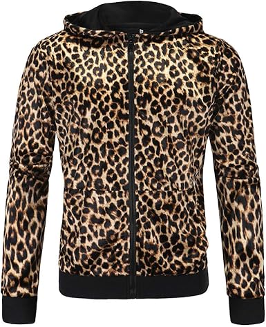 leopard print zip up hoodie