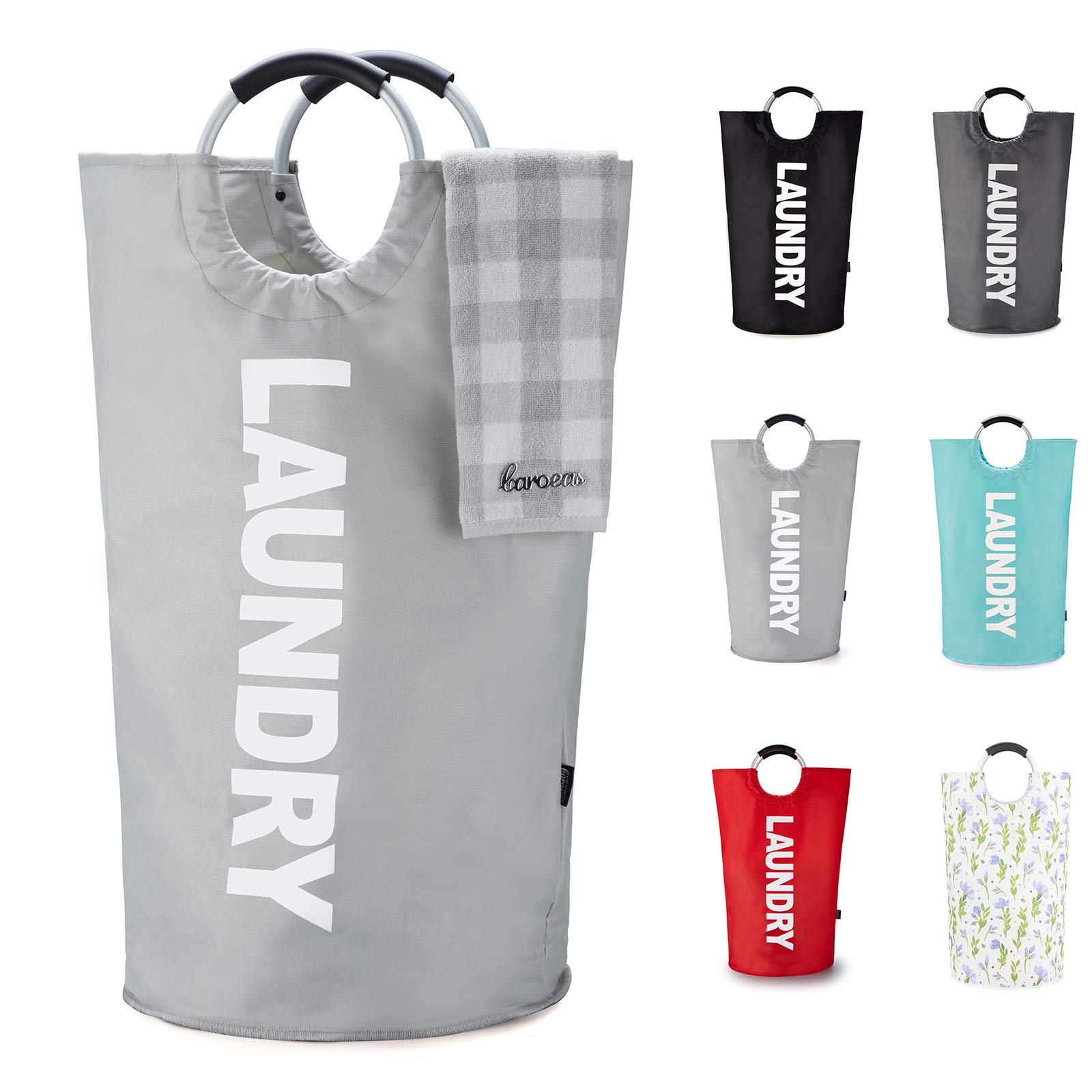 Caroeas 90L Large Laundry Basket (7 Colors), Waterproof Laundry Hamper, Laundry Bag with Padded Handles, Washing Bag Stands Up Well, Collapsible Laundry Basket Easy Storage