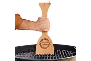 BBQ Bamboo Wooden Grill Scraper, for Griddle and Grills, Cleans Top and Between, Fit to Traeger Grill