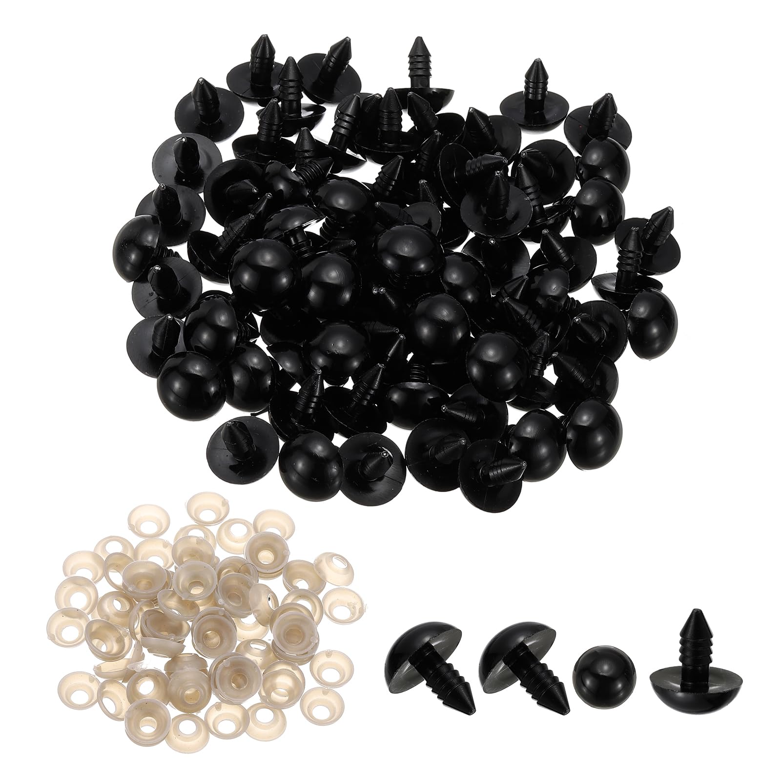 Patikil 16mm Safety Eyes, 80 Pcs Plastic Craft Eyes with Washers for Stuffed Animals, Crochet Toys, Dolls, DIY Craft Making, Black