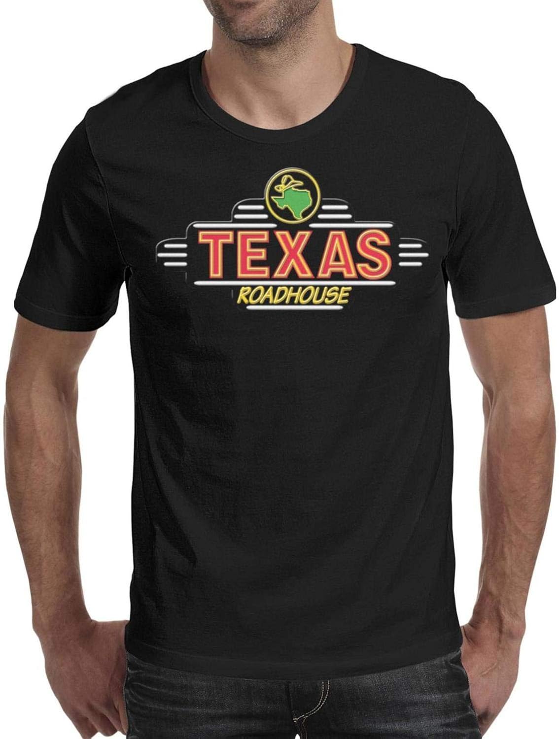 Mens Round Neck T Shirt Texas Roadhouse Loose TriBlend T