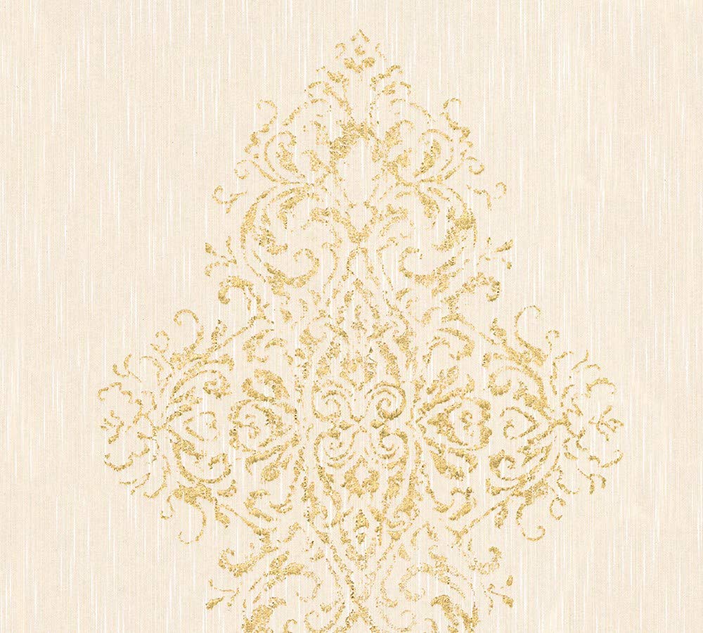 Architects Paper Textile Wallpaper Luxury Wallpaper with Ornaments Baroque 10.05 m x 0.53 m Beige Metallic Made in Germany 319452 31945-2