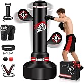 Heavy Freestanding Boxing Bag with Gloves, Pump and Jump Rope, Reflex Ball | Women Men Kickboxing Bags for Training MMA Muay Thai Fitness