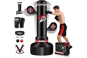 Heavy Freestanding Boxing Bag with Gloves, Pump and Jump Rope, Reflex Ball | Women Men Kickboxing Bags for Training MMA Muay Thai Fitness