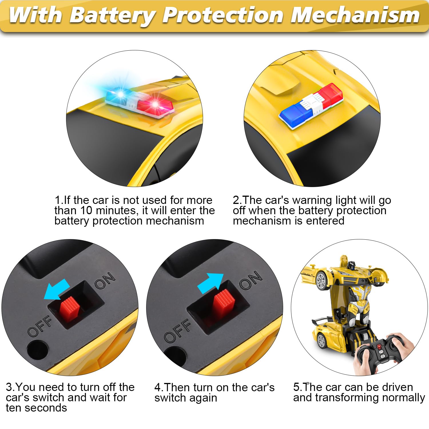 thumbnail image 2 of Remote Control Car, Transform Robot RC Cars, 2.4Ghz Transforming Police Car Toy Led Light One Button Deformation 360 Rotating Drifting Toys 5 Year Old D7075123 5fcb 4511 A342 Ff9f3887bb38.87eff8571445b32f0f7e025b50f8b27d 2 of 12