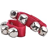 BronaGrand 2 Pcs Christmas Musical Tambourine And Wrist Shaking Jingling Bells