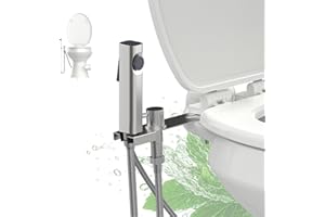 Terapaton RV Bidet Sprayer with Stainless Steel Holster, Side-Mounted Handheld Bidet with Hose, RV Fitting, Shut-Off Handle, for Motorhomes, Travel Trailers & Campers Toilet (Chrome-SideMount)