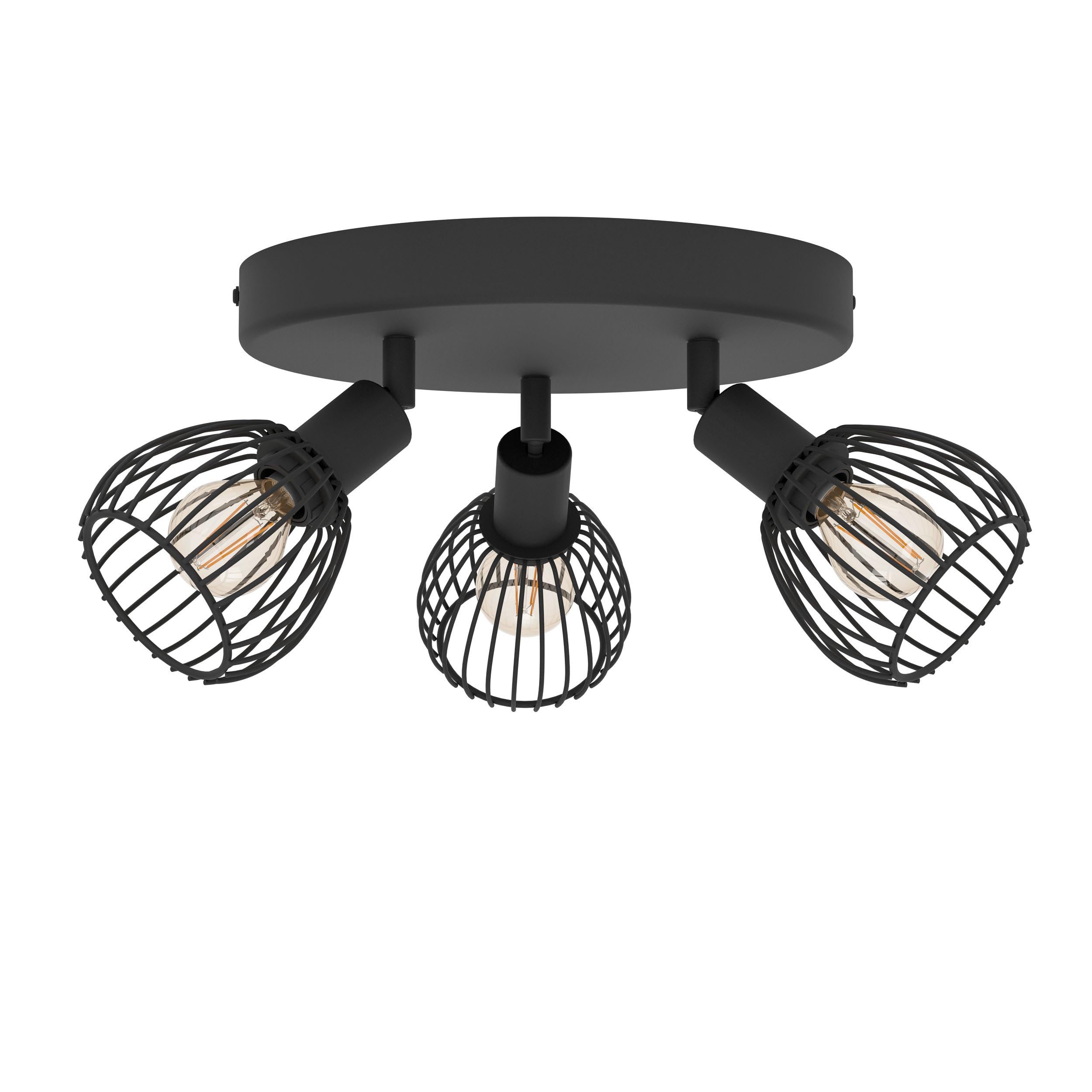 Eglo Sonnino Ceiling Light Fitting, 3 Spots Ceiling lamp, Industrial spotllight bar Made of Black Metal, Ceiling Light Fixture with E14 Socket