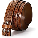 TRIWORKS Western Belt for Men without Buckle Cowboy Leather Belt Country Belt 1.5”Embossed Leather Belt Strap