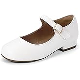 Hehainom Girls Dress Shoes Mary Jane Ballet Flats Little Big Kids Flower Girl Low Heels School Wedding Party Shoes