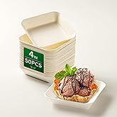 Disposable 4IN Dessert Plates: Square Small Paper Plate Elegant Design Appetizers Dishes Serving for Weddings, Party, Birthda